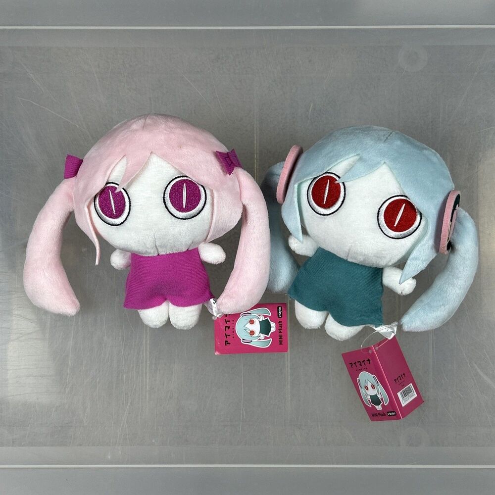 2x Hatsune Miku PinocchioP Aimaina Mini Plush Pink and Blue